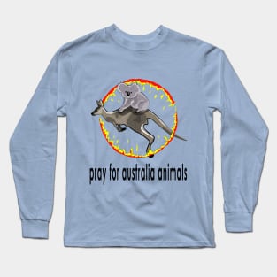 pray for australia animals save koala and kangaroo Long Sleeve T-Shirt